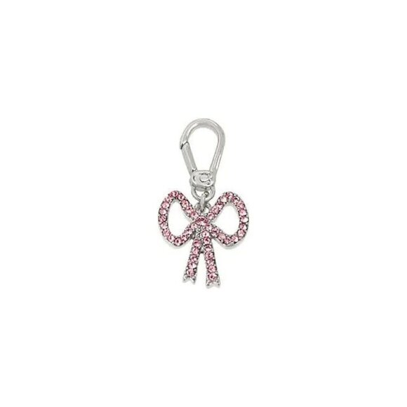 COACH Silvertone & Pink Swarovski Crystal Collectible Bow Charm - Picture 1 of 4